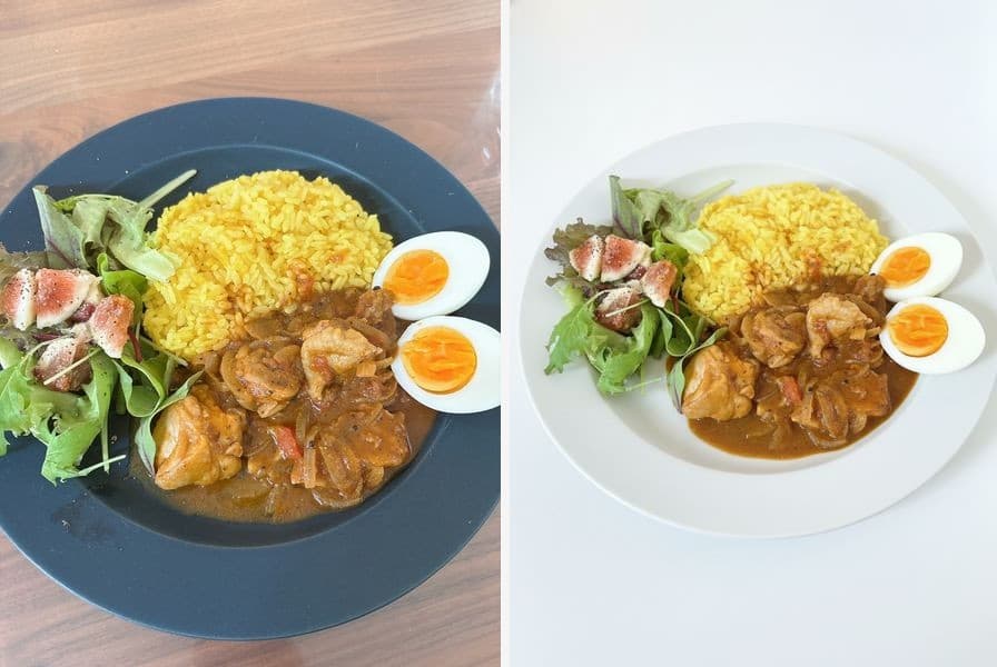 カレーのメニュー写真 ビフォーアフター 出前館用