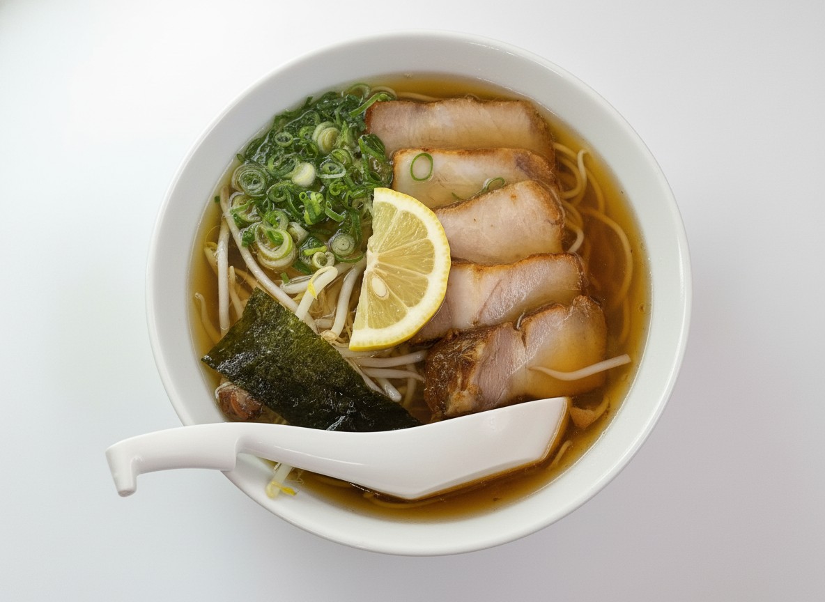 加工後：プロ品質のラーメン写真